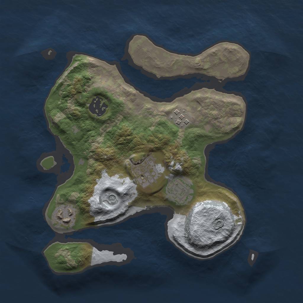 Rust Map: Barren, Size: 2500, Seed: 1247774129, 8 Monuments