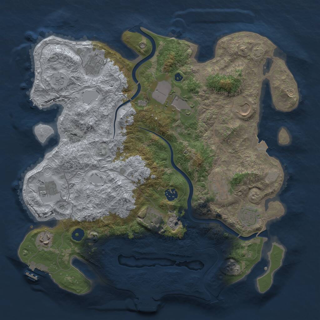 Rust Map: Procedural Map, Size: 3850, Seed: 1320333404, 16 Monuments