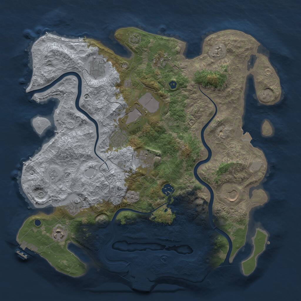 Rust Map: Procedural Map, Size: 3850, Seed: 1320333404, 16 Monuments