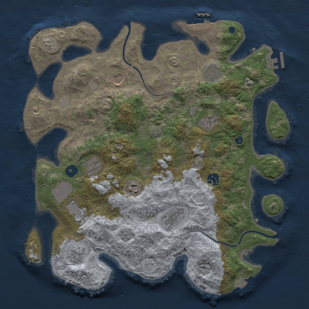 Rust Map: Procedural Map, Size: 3850, Seed: 807491945, 16 Monuments