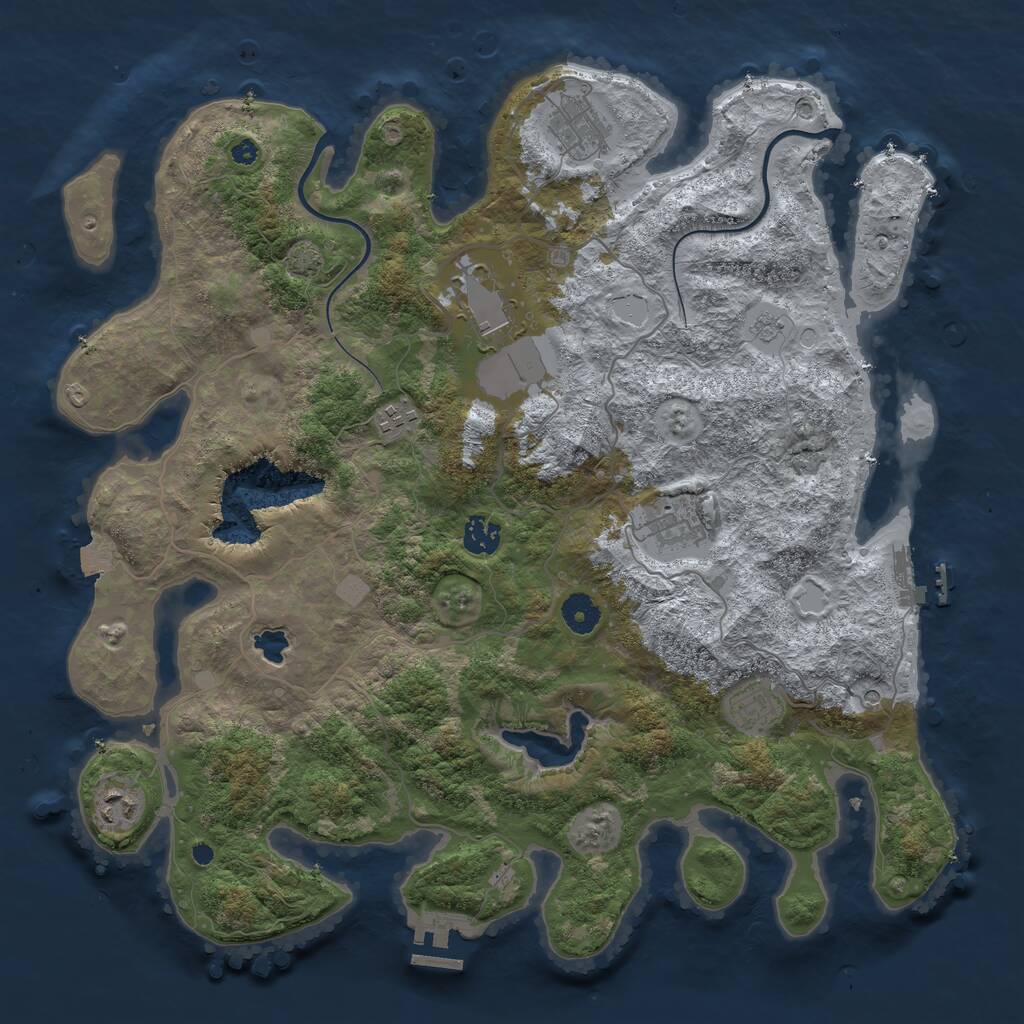 Rust Map: Procedural Map, Size: 4000, Seed: 4100, 13 Monuments