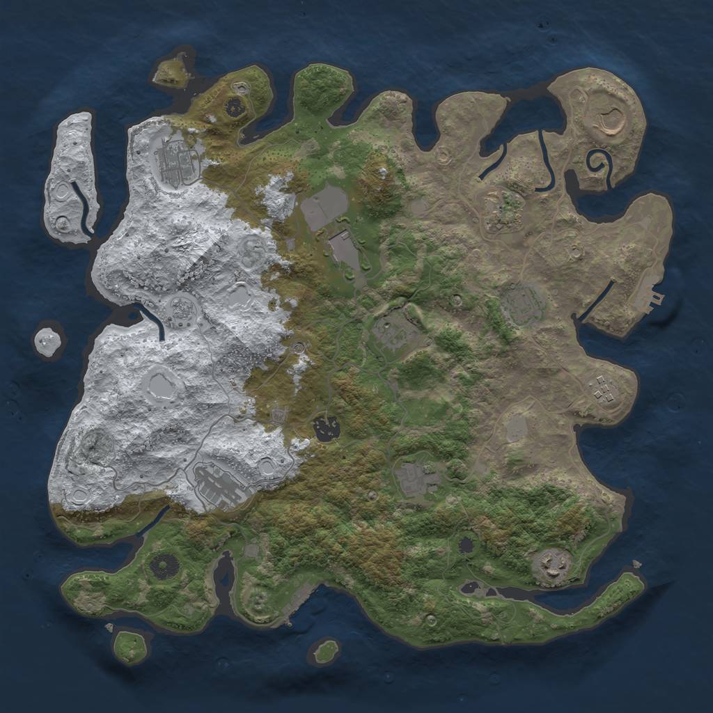 Rust Map: Procedural Map, Size: 3950, Seed: 1015593561, 20 Monuments
