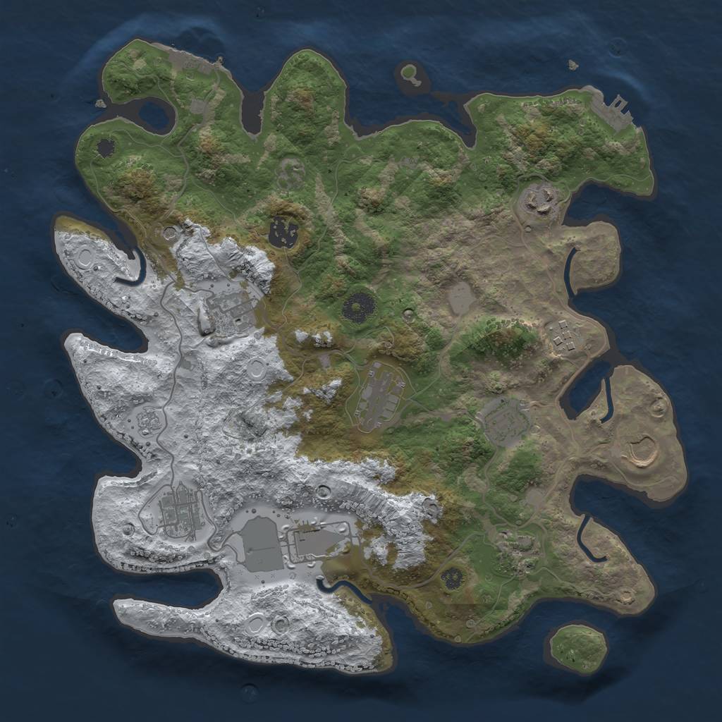 Rust Map: Procedural Map, Size: 3500, Seed: 123987546, 19 Monuments