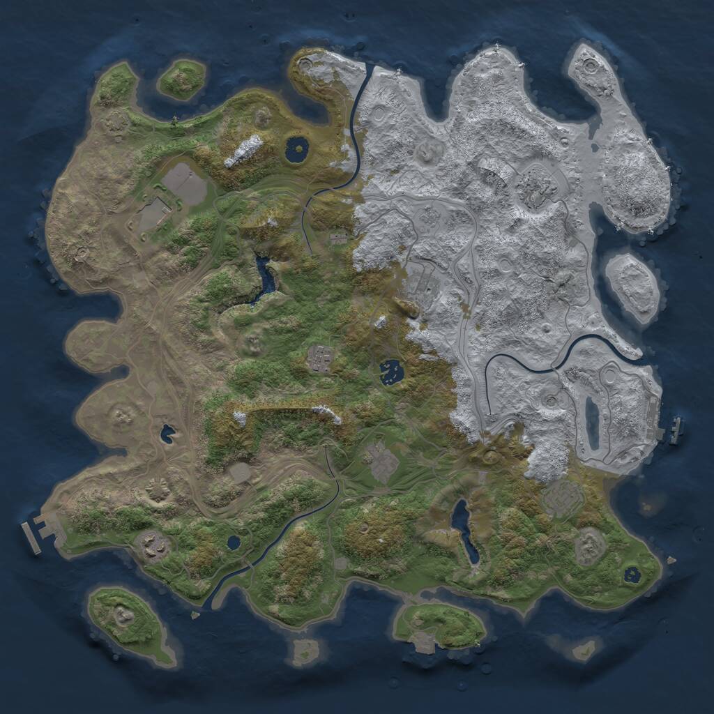 Rust Map: Procedural Map, Size: 4250, Seed: 34505404, 14 Monuments