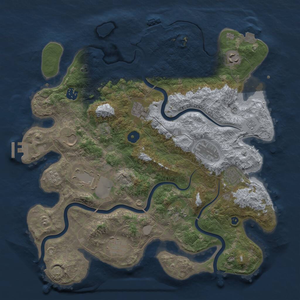 Rust Map: Procedural Map, Size: 3850, Seed: 1084069149, 16 Monuments
