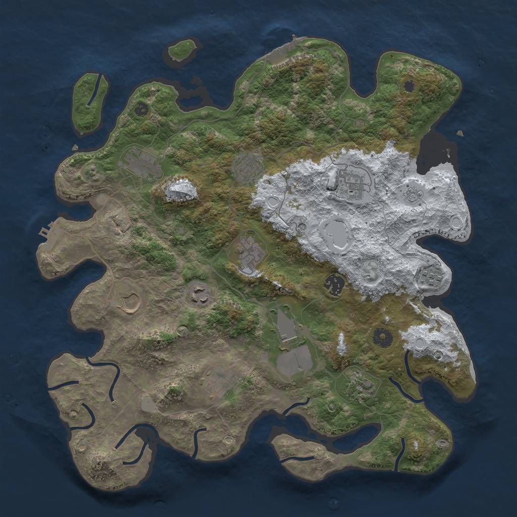 Rust Map: Procedural Map, Size: 3850, Seed: 1084069149, 20 Monuments