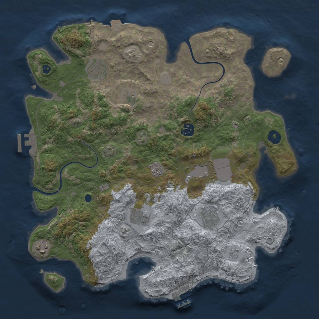 Rust Map: Procedural Map, Size: 3600, Seed: 962463, 14 Monuments