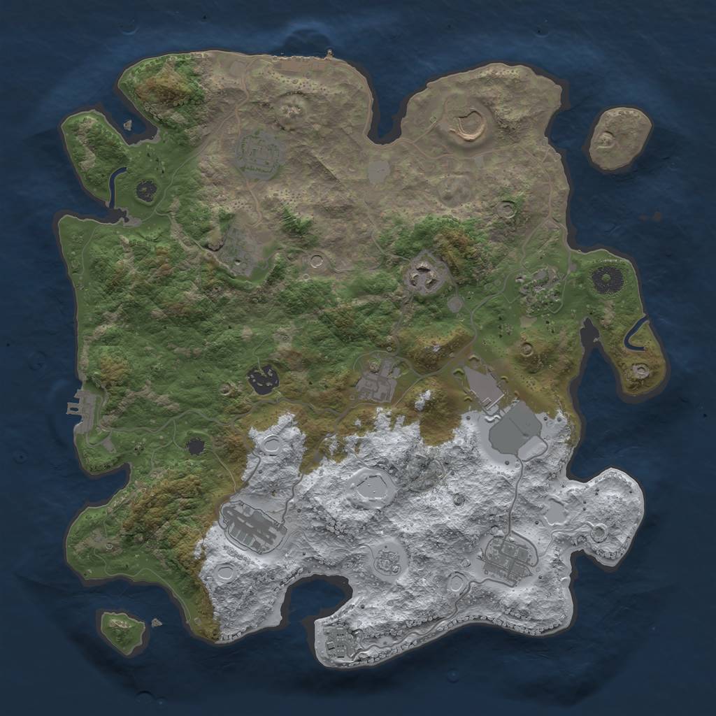 Rust Map: Procedural Map, Size: 3600, Seed: 962463, 20 Monuments