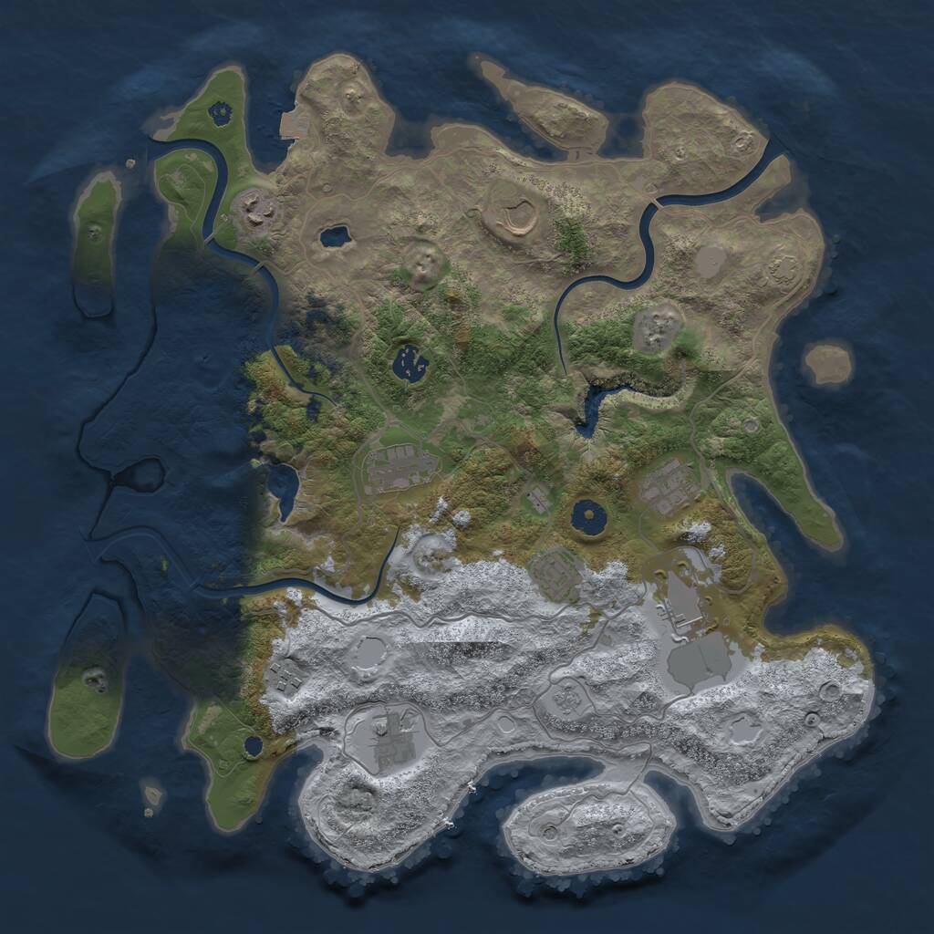 Rust Map: Procedural Map, Size: 4000, Seed: 528, 13 Monuments