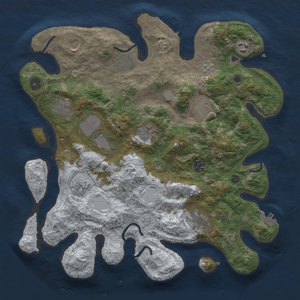 Rust Map: Procedural Map, Size: 3750, Seed: 550291156, 20 Monuments