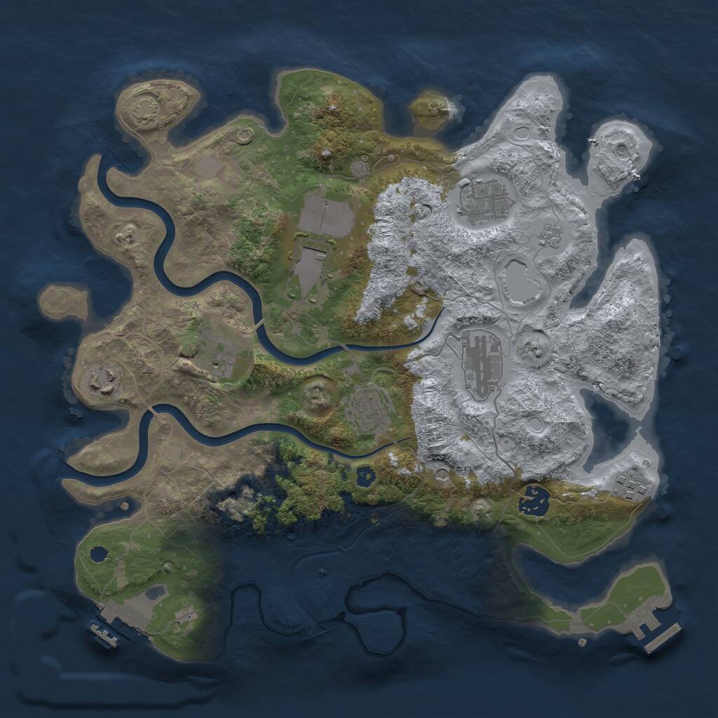 Rust Map: Procedural Map, Size: 3500, Seed: 1971974182, 14 Monuments