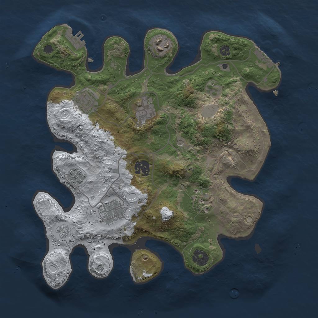 Rust Map: Procedural Map, Size: 3000, Seed: 1942836087, 16 Monuments