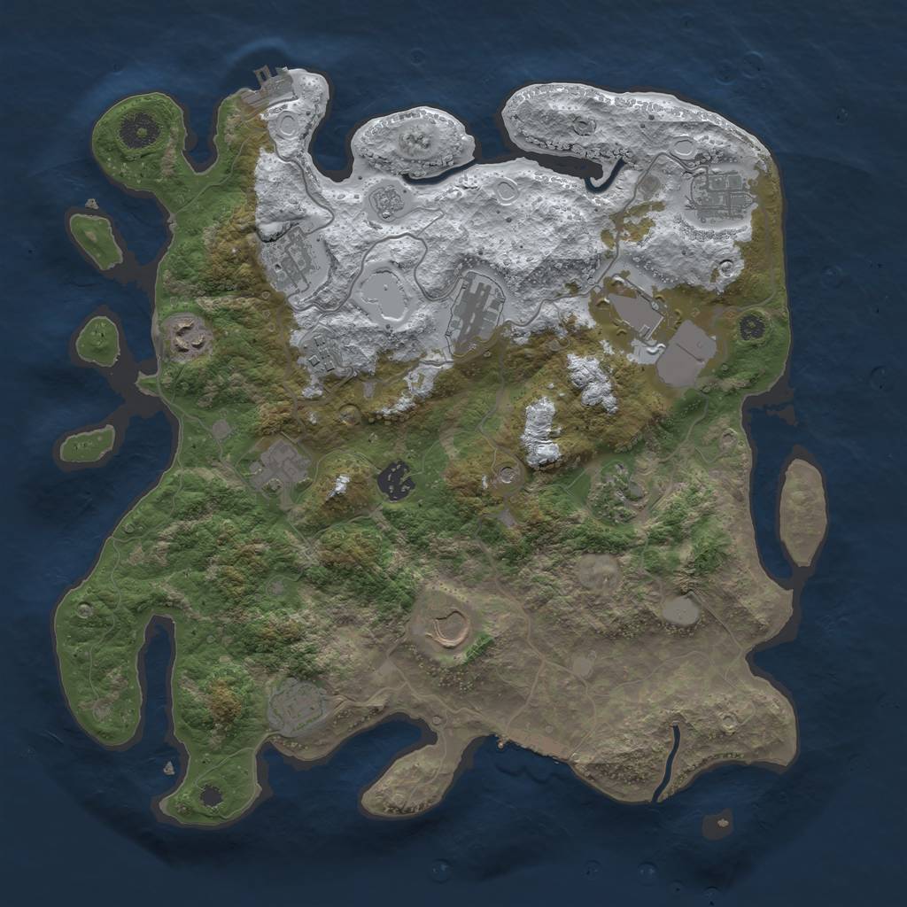 Rust Map: Procedural Map, Size: 3700, Seed: 2970206, 20 Monuments