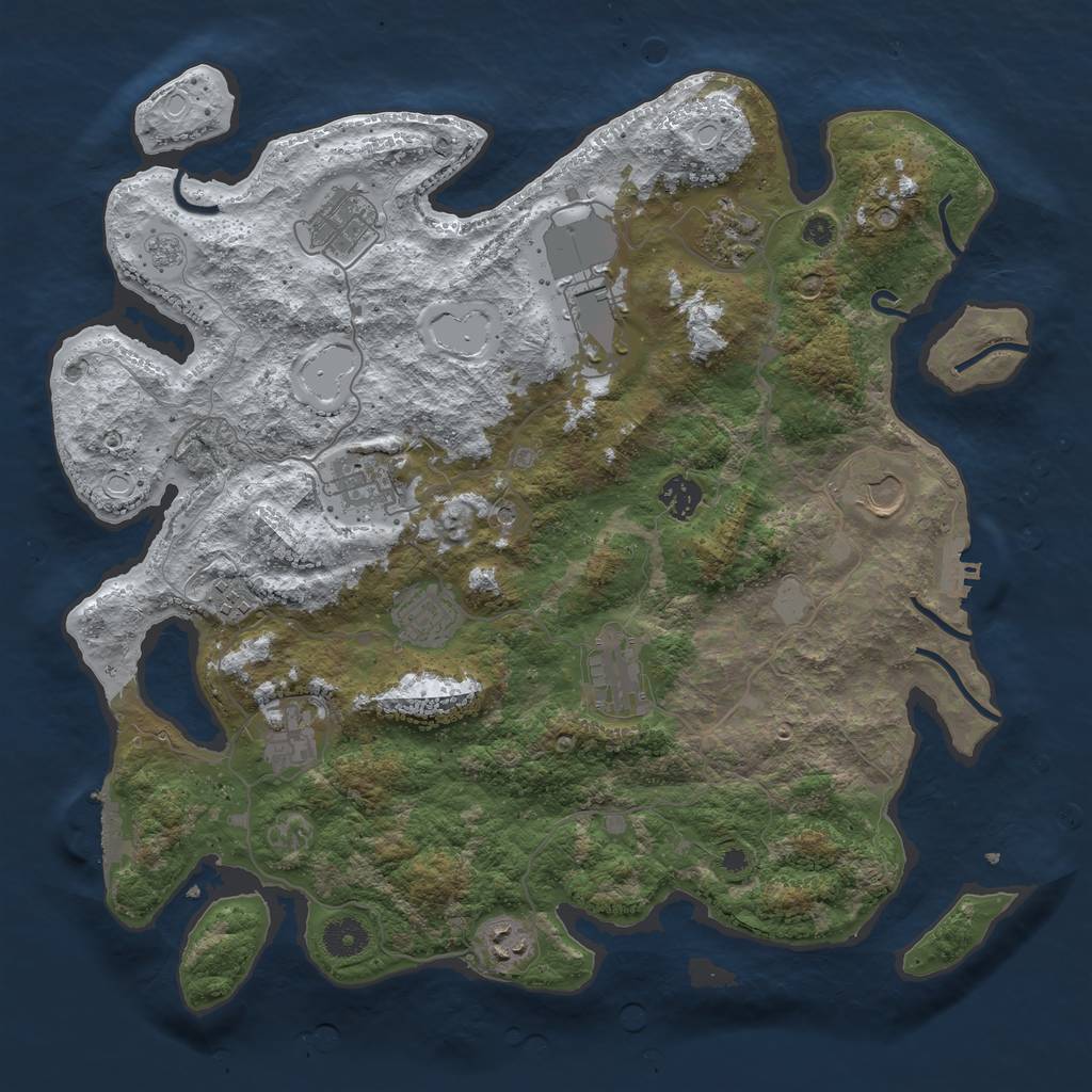Rust Map: Procedural Map, Size: 3950, Seed: 1609727087, 20 Monuments