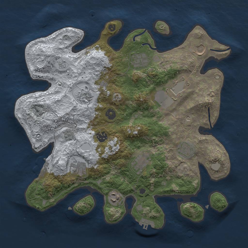 Rust Map: Procedural Map, Size: 3500, Seed: 454821, 19 Monuments
