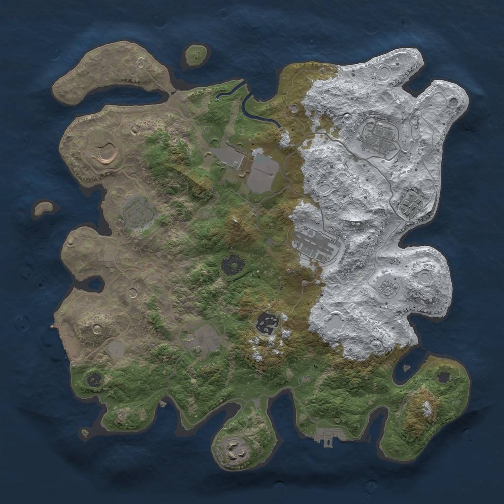 Rust Map: Procedural Map, Size: 3500, Seed: 32456, 18 Monuments