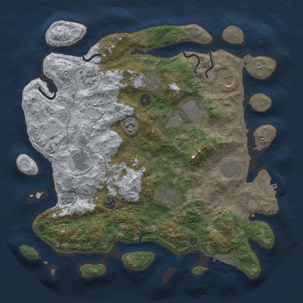 Rust Map: Procedural Map, Size: 3850, Seed: 453111615, 19 Monuments