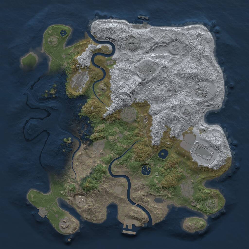 Rust Map: Procedural Map, Size: 3850, Seed: 372965038, 16 Monuments