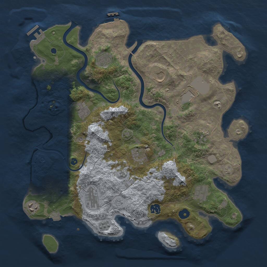 Rust Map: Procedural Map, Size: 3850, Seed: 255801981, 17 Monuments