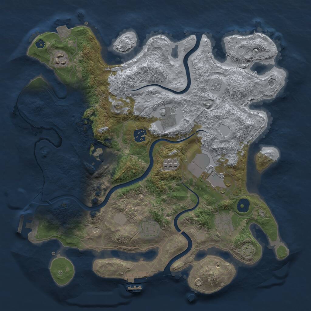 Rust Map: Procedural Map, Size: 3500, Seed: 195151000, 14 Monuments