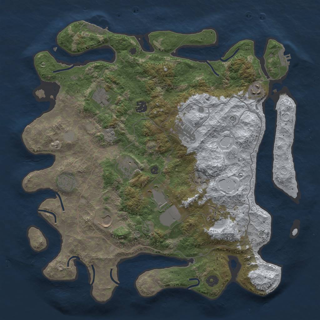 Rust Map: Procedural Map, Size: 4000, Seed: 429374405, 19 Monuments