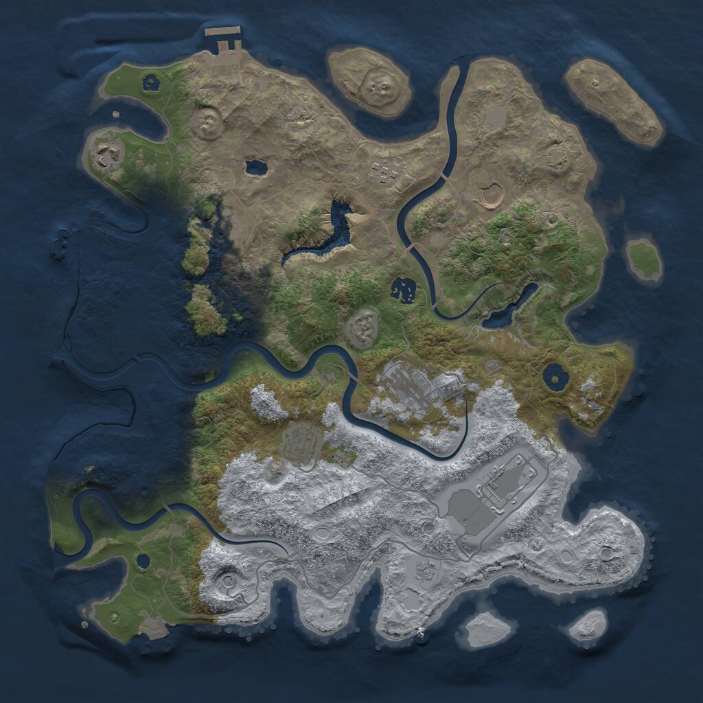 Rust Map: Procedural Map, Size: 4000, Seed: 1291916847, 14 Monuments