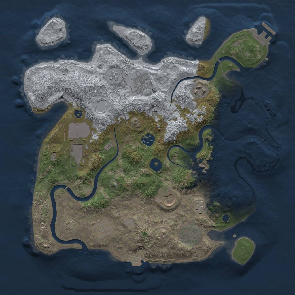 Rust Map: Procedural Map, Size: 3500, Seed: 1407629, 14 Monuments