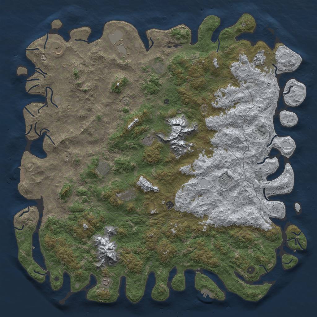 Rust Map: Procedural Map, Size: 6000, Seed: 5555, 20 Monuments