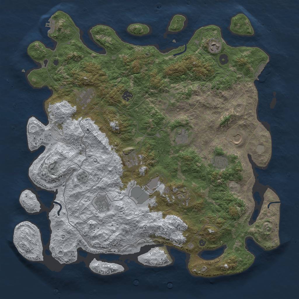 Rust Map: Procedural Map, Size: 4500, Seed: 419824363, 20 Monuments