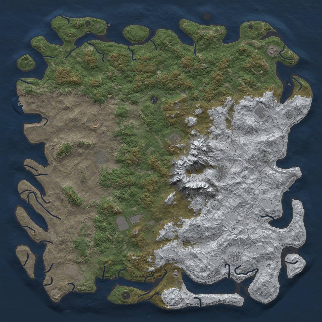 Rust Map: Procedural Map, Size: 6000, Seed: 768346, 20 Monuments