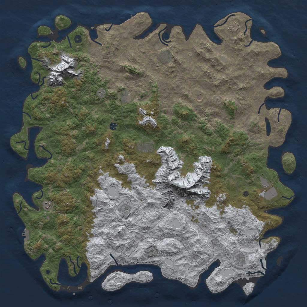 Rust Map: Procedural Map, Size: 6000, Seed: 33748, 20 Monuments