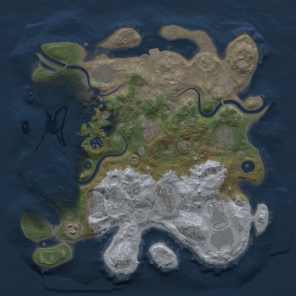 Rust Map: Procedural Map, Size: 3500, Seed: 1437337584, 15 Monuments