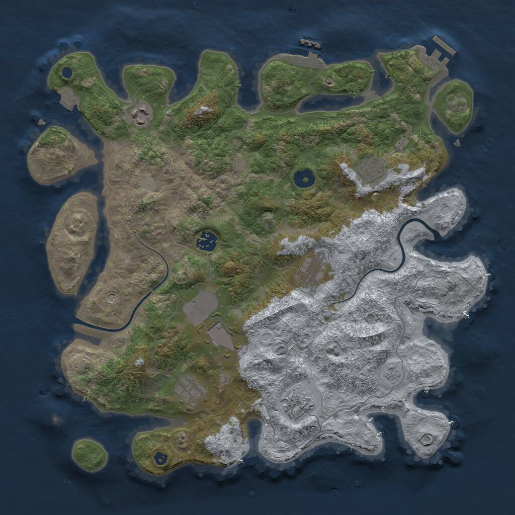 Rust Map: Procedural Map, Size: 3850, Seed: 1647522081, 13 Monuments