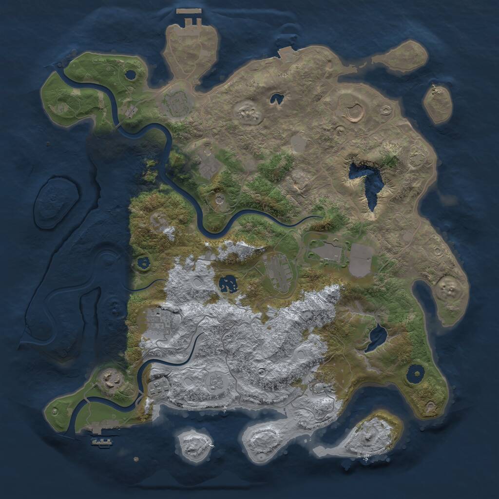Rust Map: Procedural Map, Size: 4000, Seed: 21164262, 16 Monuments