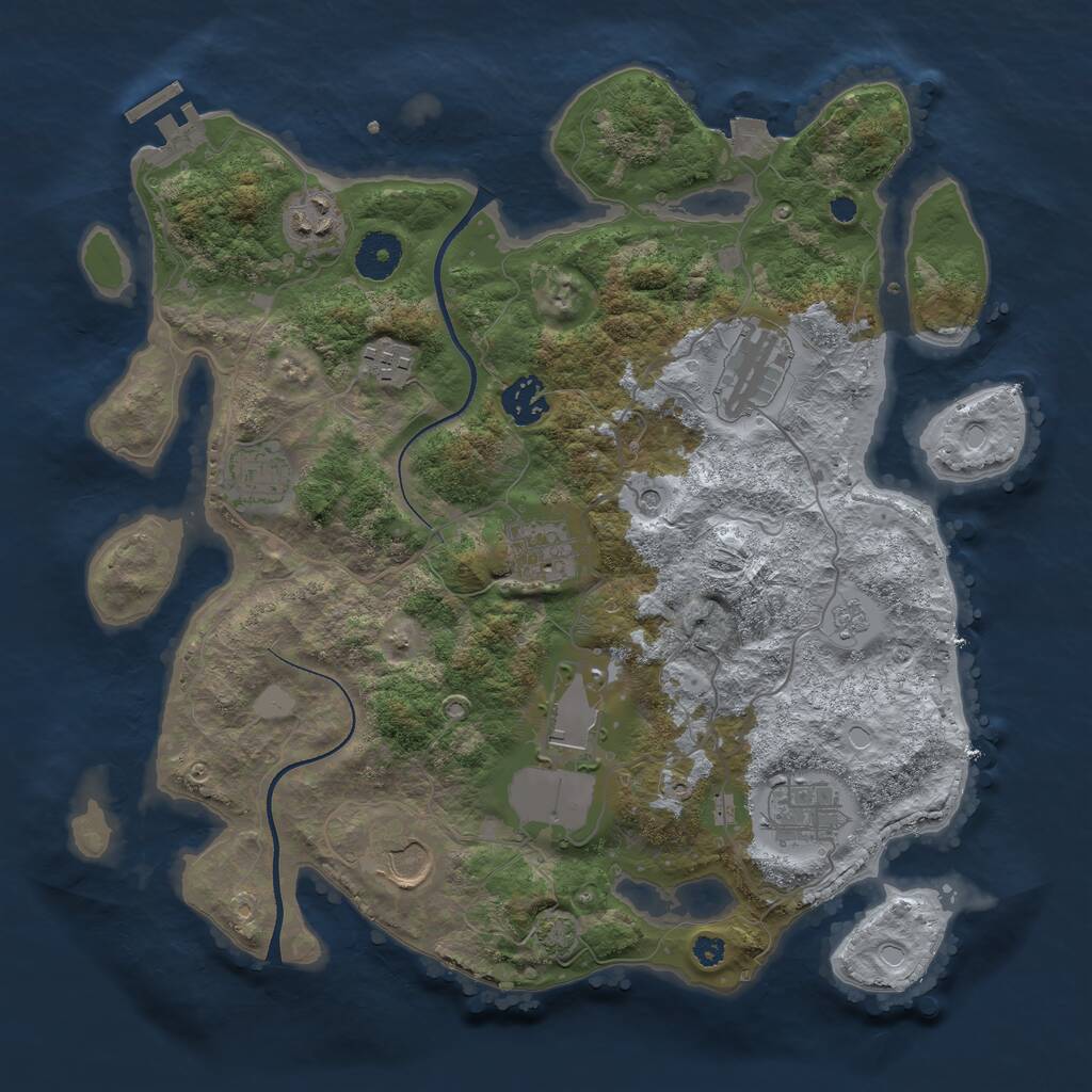 Rust Map: Procedural Map, Size: 3500, Seed: 13254, 14 Monuments