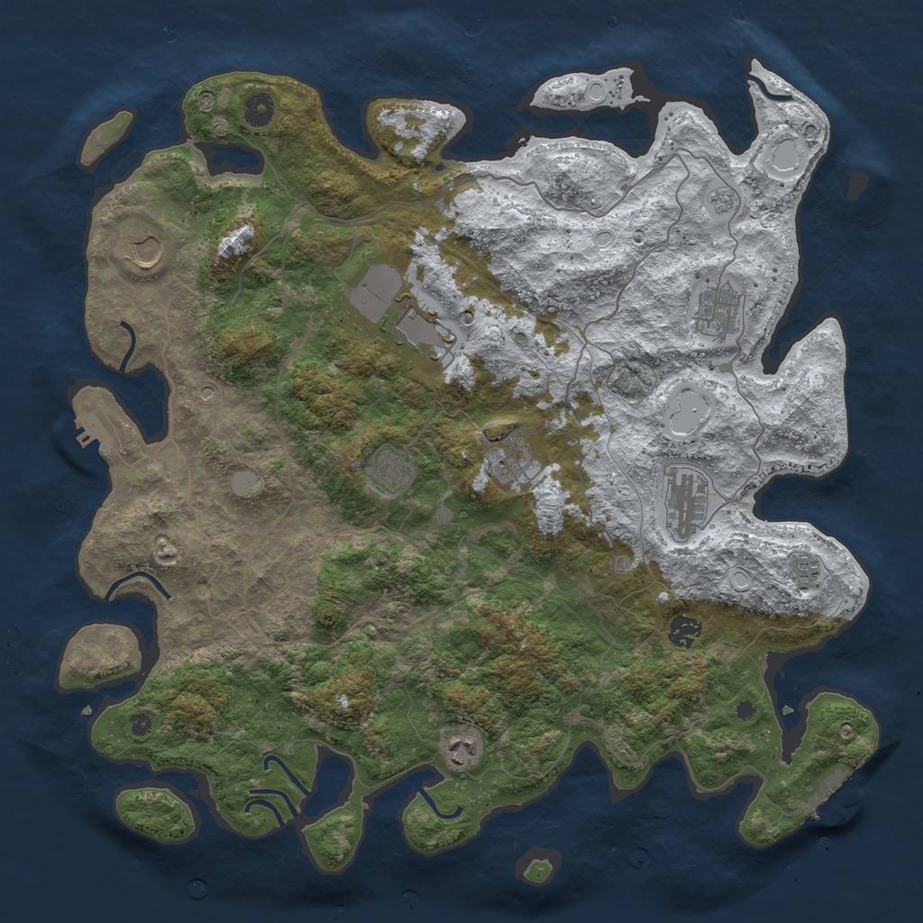 Rust Map: Procedural Map, Size: 4300, Seed: 837634, 18 Monuments