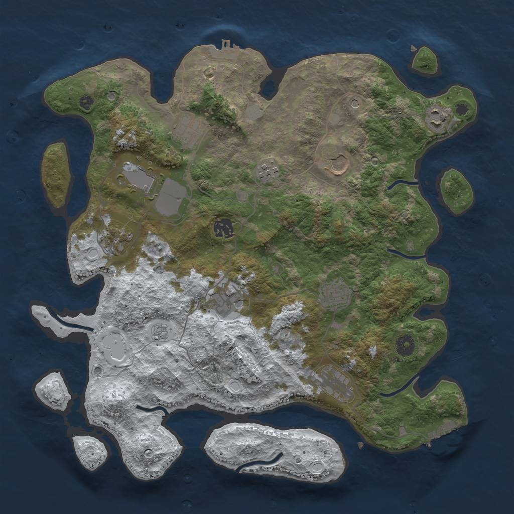 Rust Map: Procedural Map, Size: 3800, Seed: 2064306865, 19 Monuments