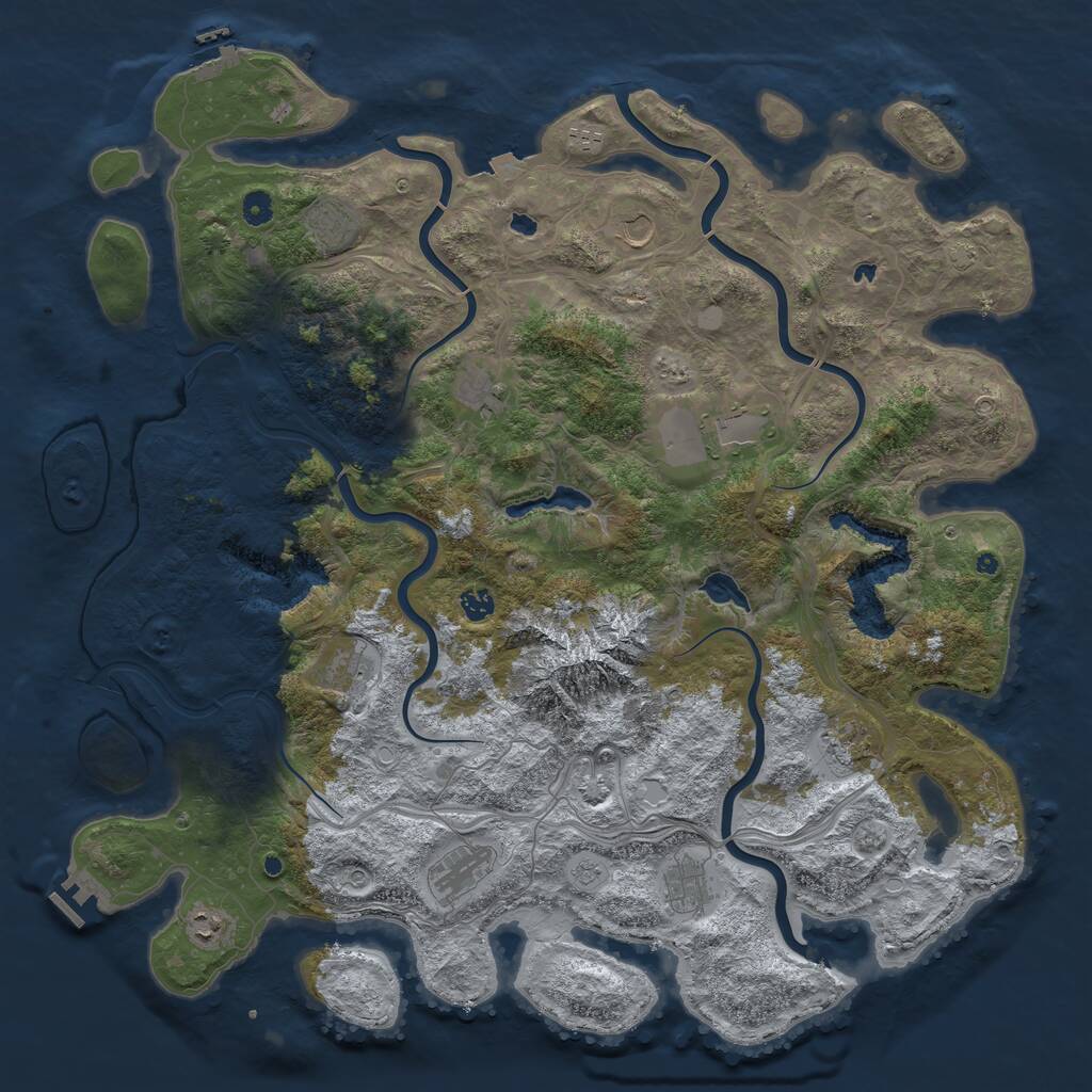Rust Map: Procedural Map, Size: 5000, Seed: 38736, 17 Monuments