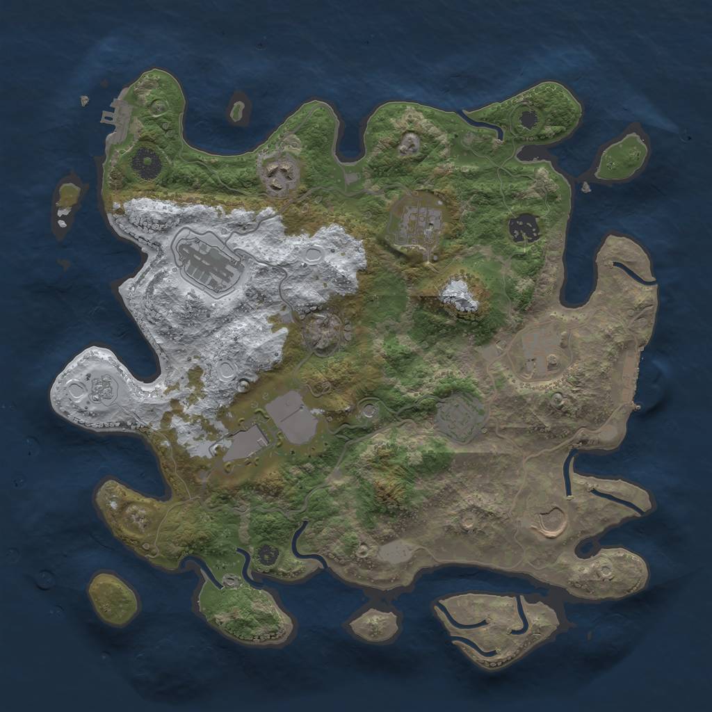 Rust Map: Procedural Map, Size: 3500, Seed: 2096612086, 17 Monuments