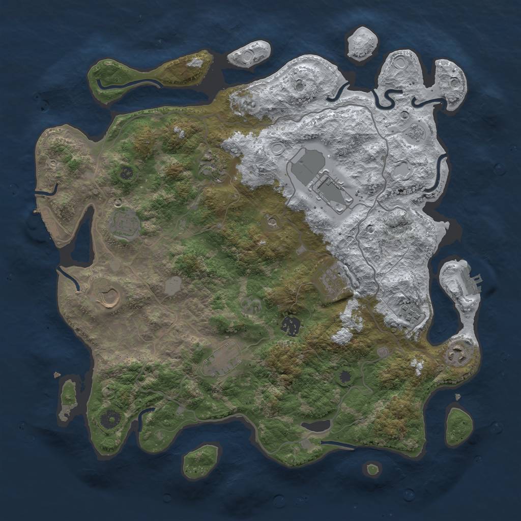 Rust Map: Procedural Map, Size: 4000, Seed: 1784539654, 18 Monuments