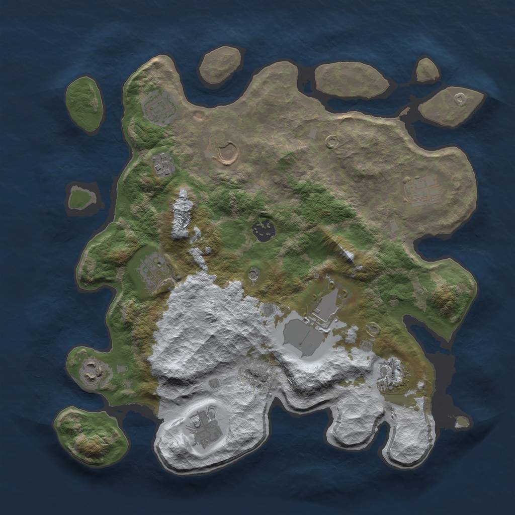 Rust Map: Barren, Size: 3500, Seed: 572252, 13 Monuments