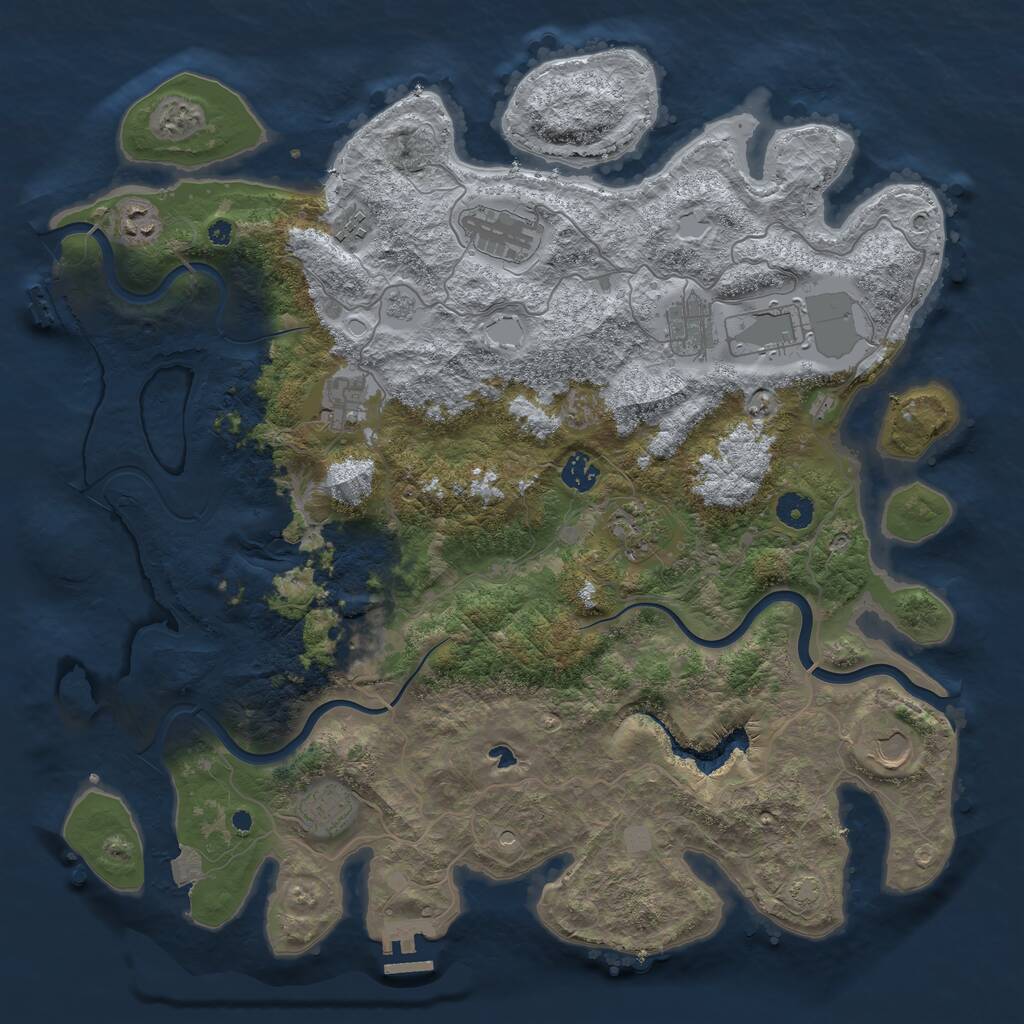 Rust Map: Procedural Map, Size: 4200, Seed: 1028461744, 17 Monuments