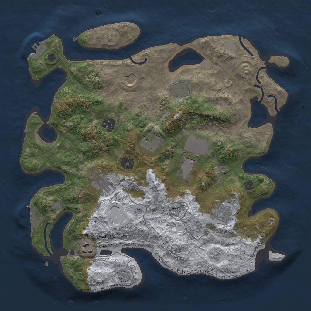 Rust Map: Procedural Map, Size: 3500, Seed: 564274, 18 Monuments