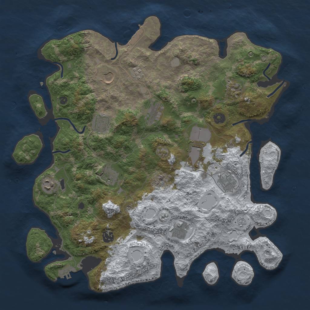 Rust Map: Procedural Map, Size: 3950, Seed: 1780607369, 20 Monuments
