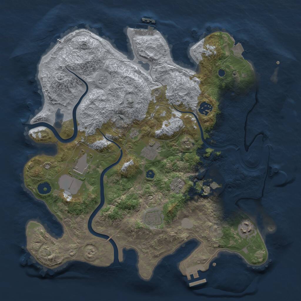 Rust Map: Procedural Map, Size: 3500, Seed: 18921, 13 Monuments