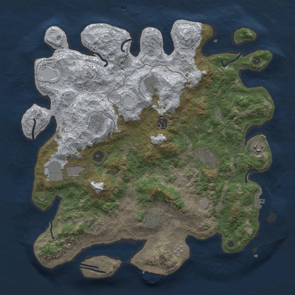 Rust Map: Procedural Map, Size: 4000, Seed: 75369, 18 Monuments