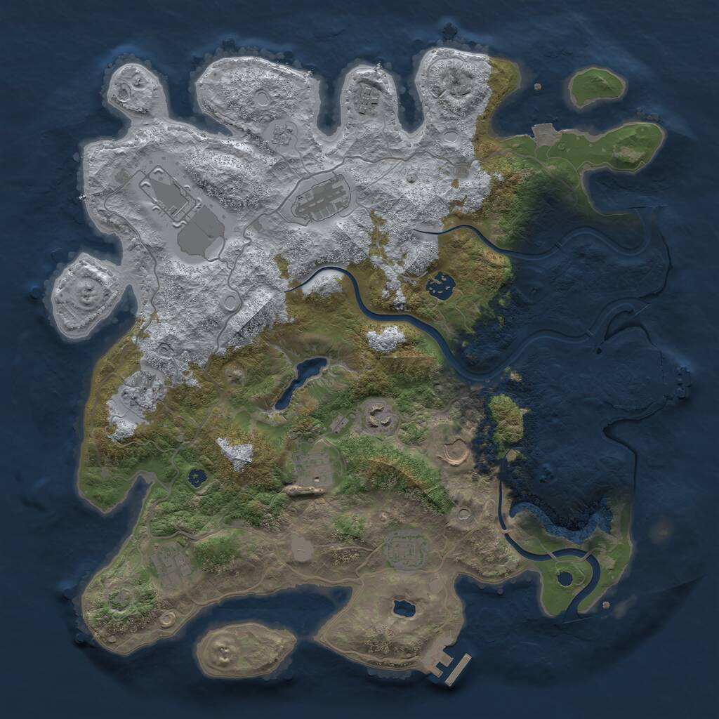 Rust Map: Procedural Map, Size: 4000, Seed: 75369, 16 Monuments