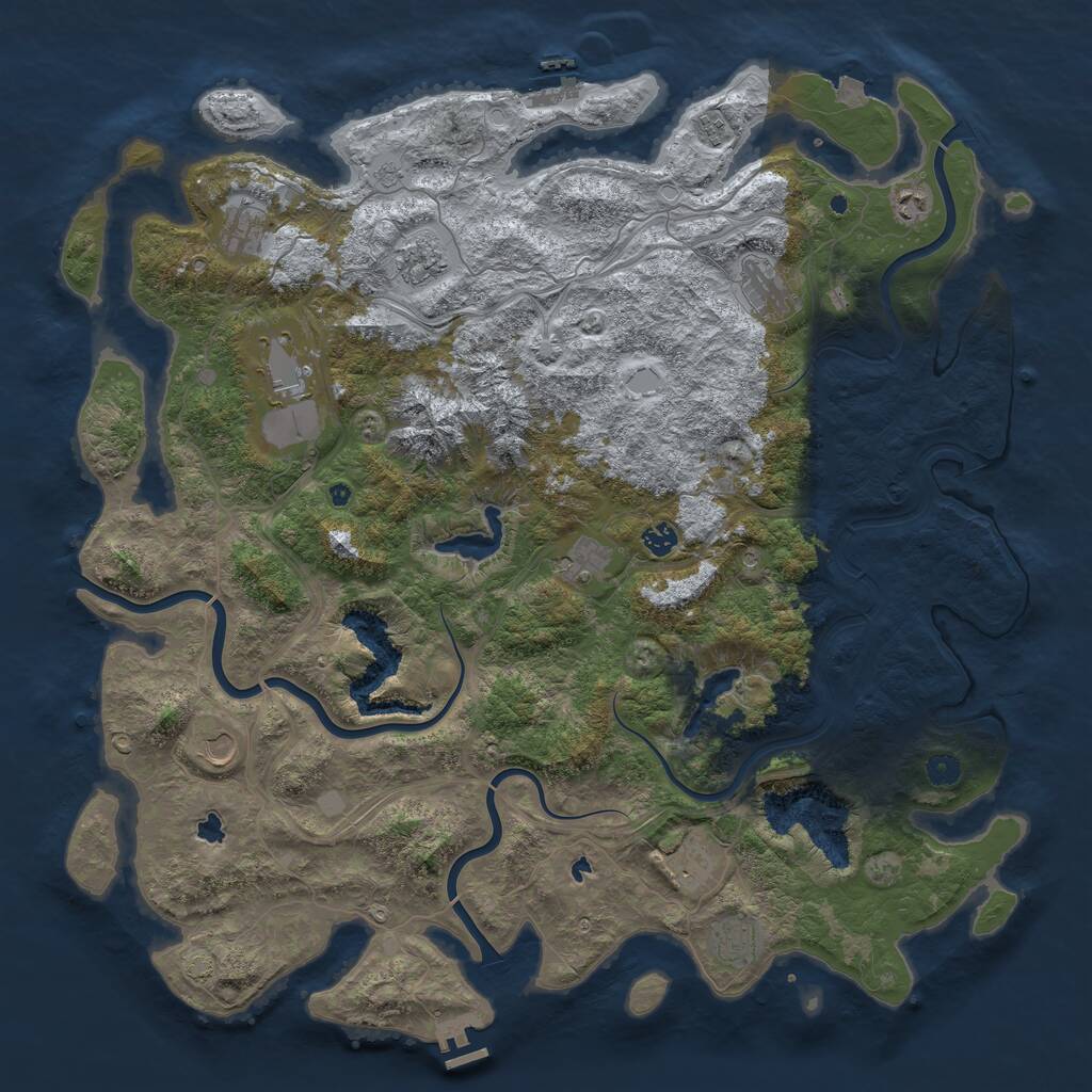 Rust Map: Procedural Map, Size: 5000, Seed: 905370461, 17 Monuments