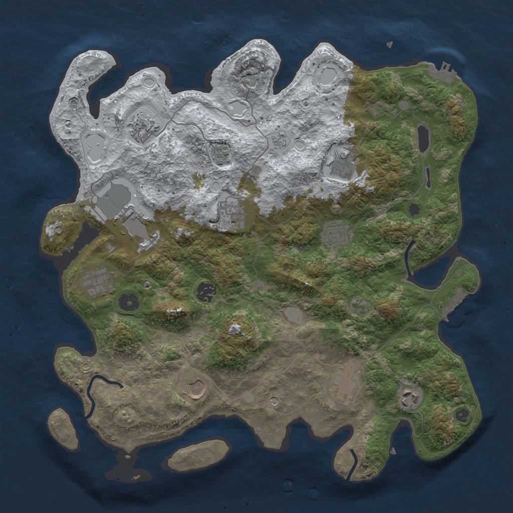 Rust Map: Procedural Map, Size: 3950, Seed: 717470572, 20 Monuments