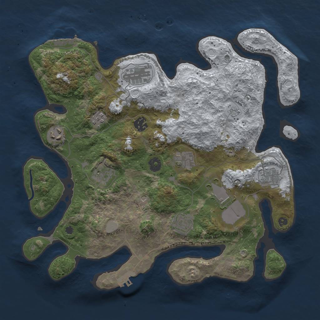 Rust Map: Procedural Map, Size: 3500, Seed: 129, 18 Monuments